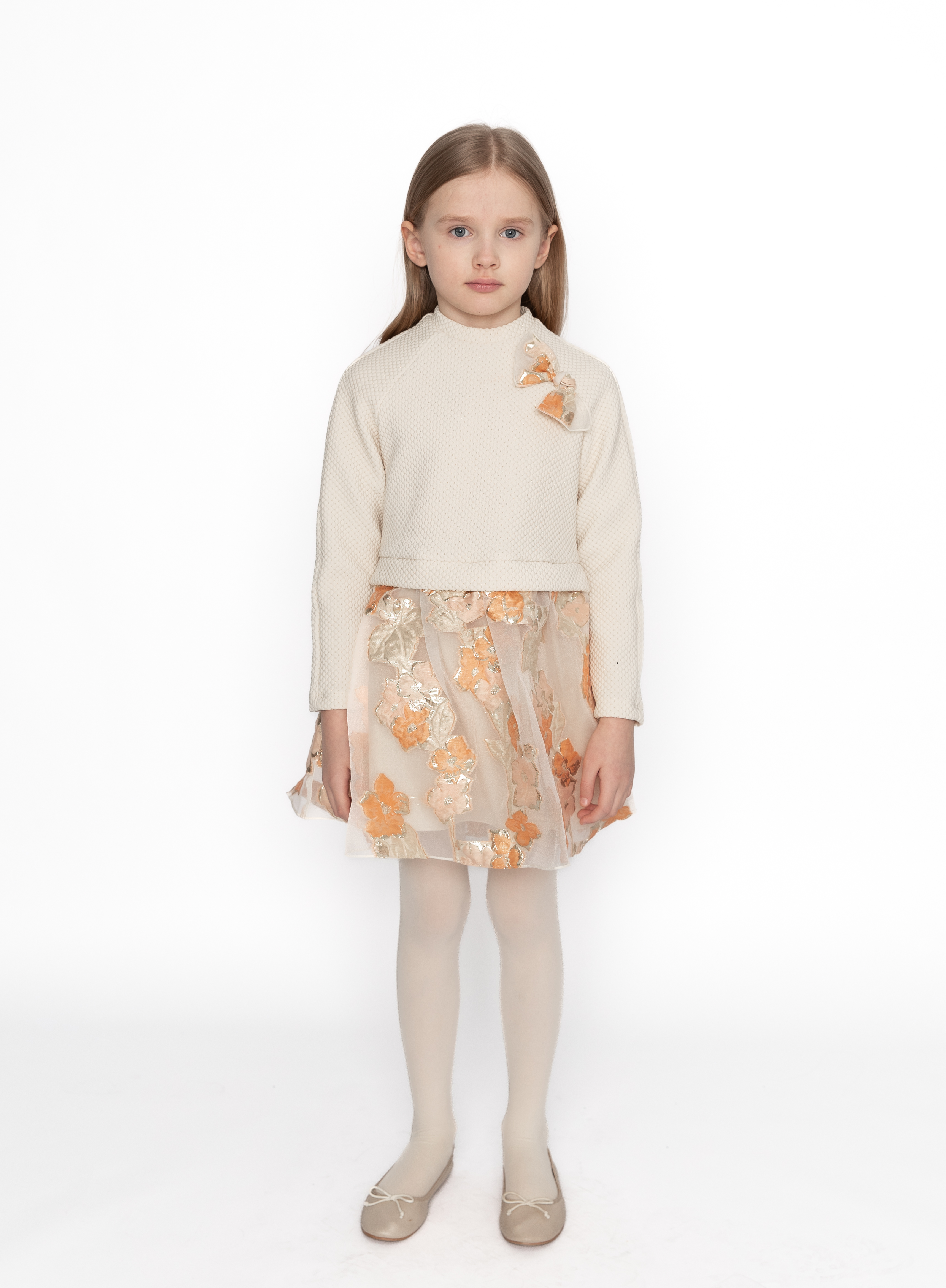 پیراهن آستین بلند یقه گرد دخترانه شی شی مدل dsl0345 (۵-۶ سال)