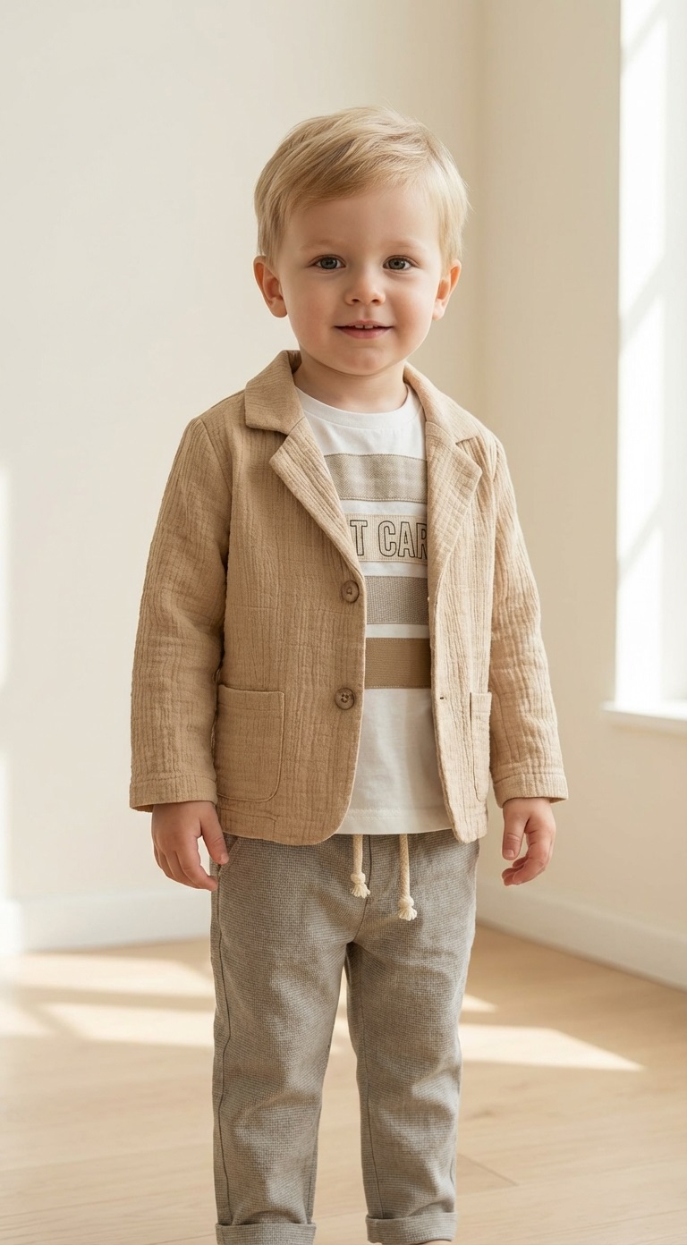 ست ۳ تیکه کت شلوار و تیشرت نانیکا(۱ تا ۳ سال)