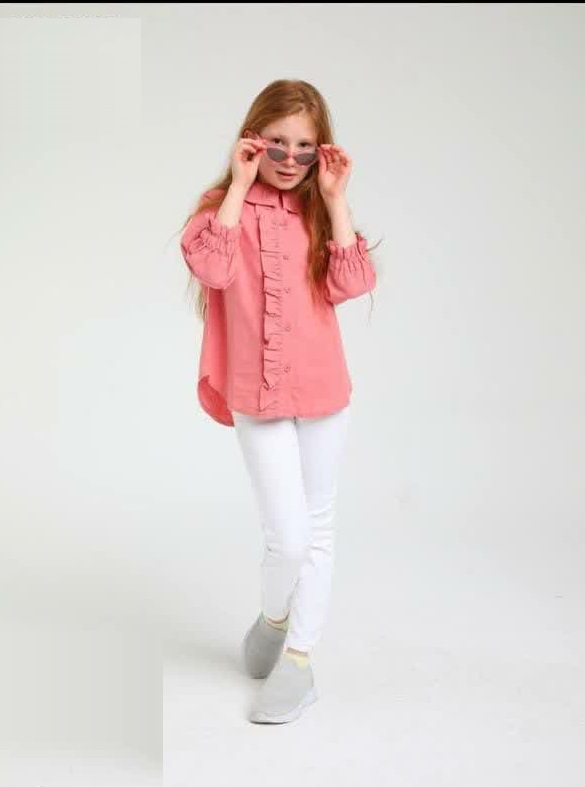 شومیز دخترانه  Escabel صورتی لینن ترک (۱۱ تا ۱۴ سال)