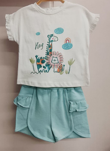 ست تیشرت شلوارک راحتی دخترانه چیکوبی (۶ماه تا ۹ماه)