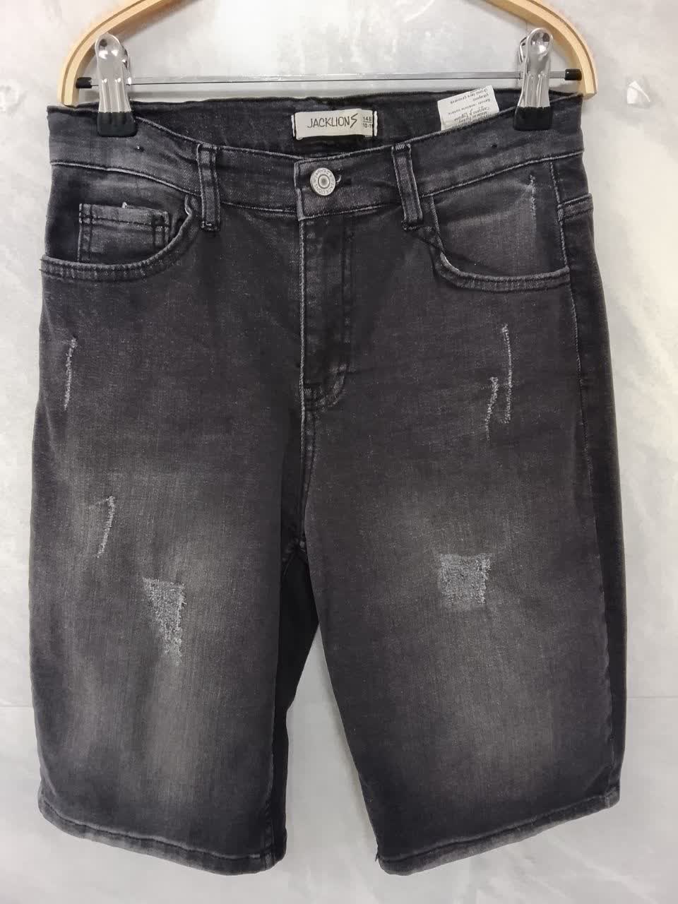 شلوارک  جین پسرانه  jack lions ذغالی ترک (۱۱ تا ۱۲ سال)
