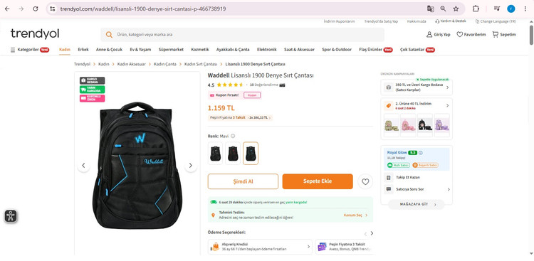 کیف و کوله مشکی آبی , قرمز(محصول ترکیه) waddell